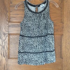 Old Navy Black And White Ditsy Floral Tank Top Size Small